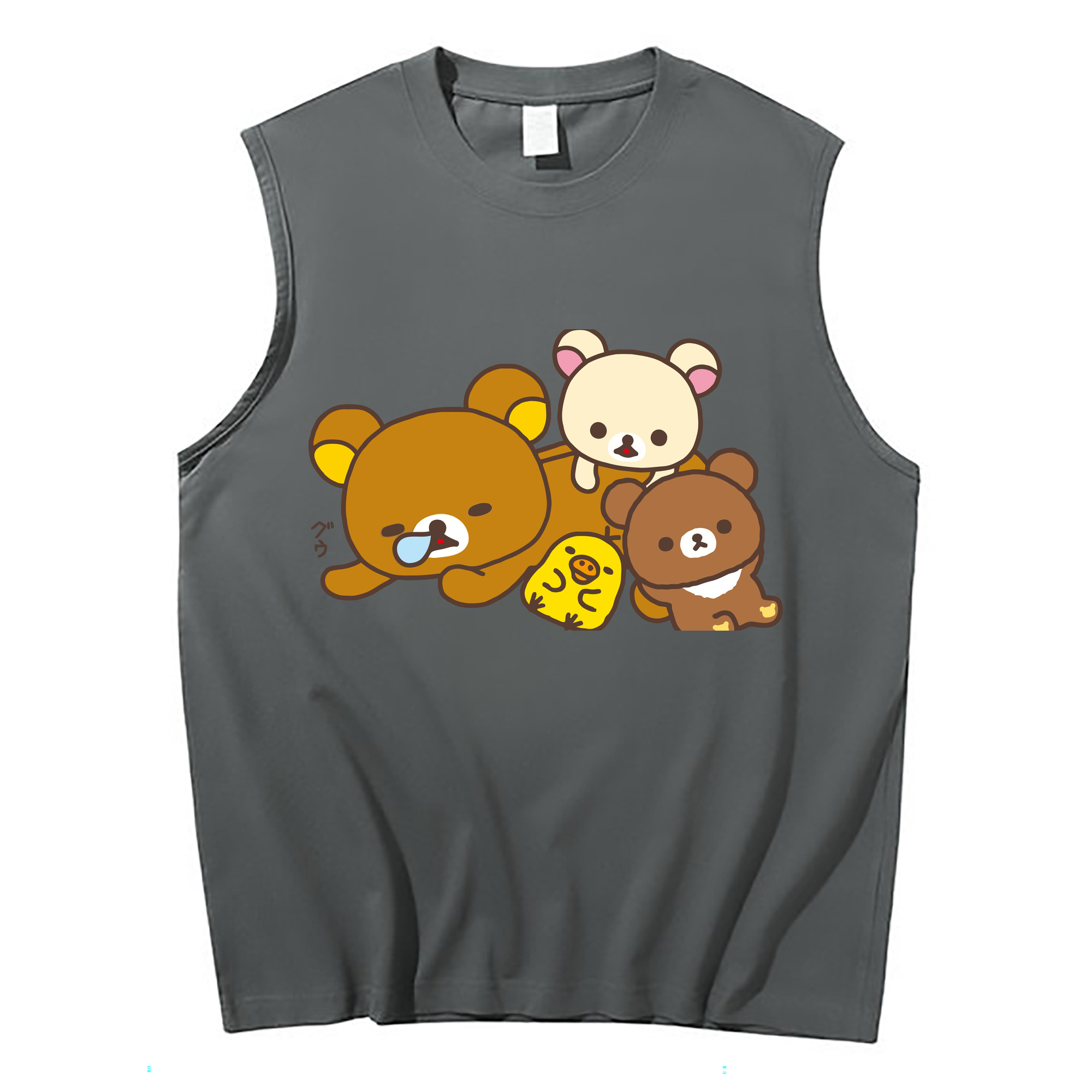 （画像用） リラックマ リラックマ キイロイトリ Rilakkuma Korilakkuma Kiiroitori コットン100％タンクトップ（フロントプリント）